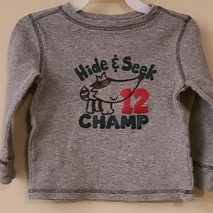 "Hide & Seek Champ" grey waffle long sleeve sweater